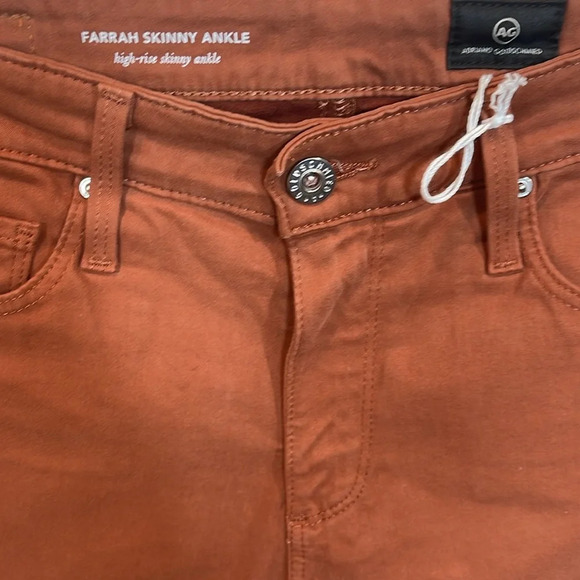 Ag Farrah High Waist Ankle Skinny Orange Jeans Size 27 - Picture 3 of 8